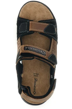 Sandali marroni in pelle Superga S86U545