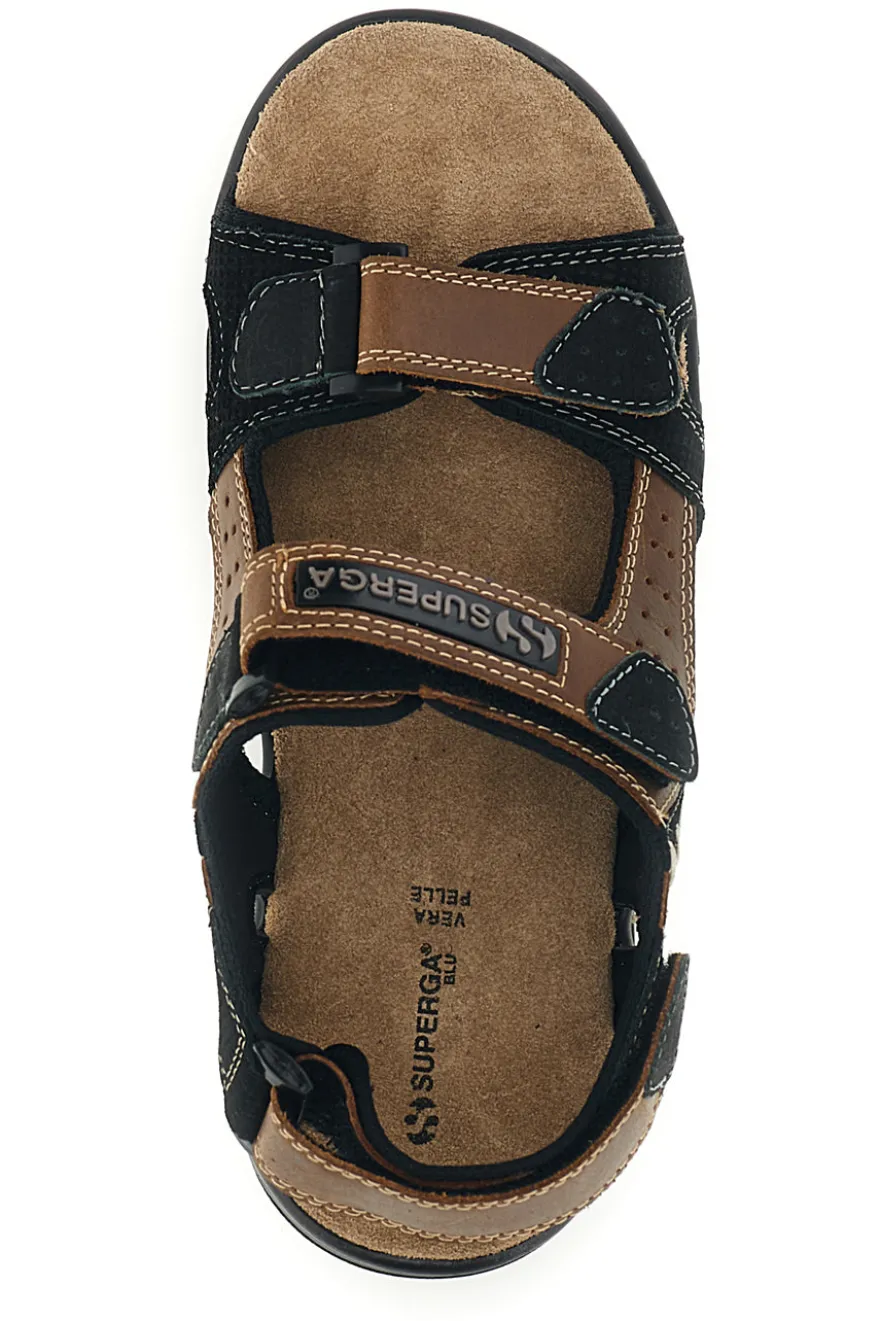 Sandali marroni in pelle Superga S86U545