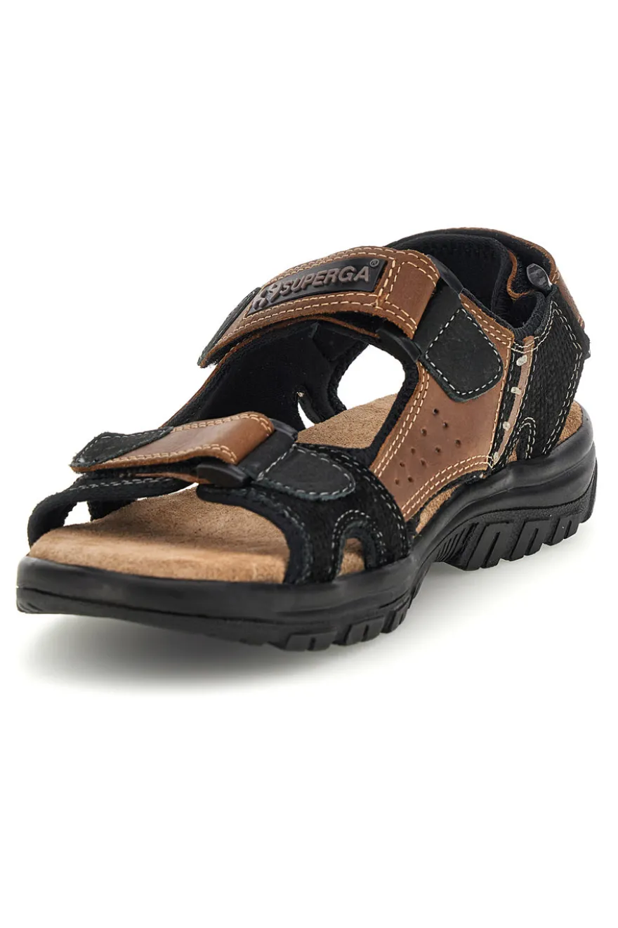 Sandali marroni in pelle Superga S86U545
