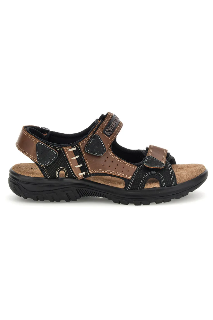 Sandali marroni in pelle Superga S86U545