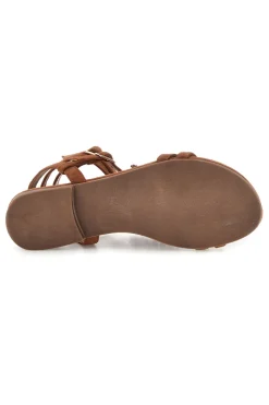 Sandali marroni in vera pelle con borchie e frange Pittarello look IF6927