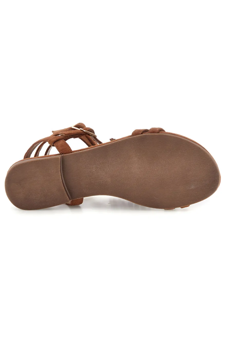 Sandali marroni in vera pelle con borchie e frange Pittarello look IF6927
