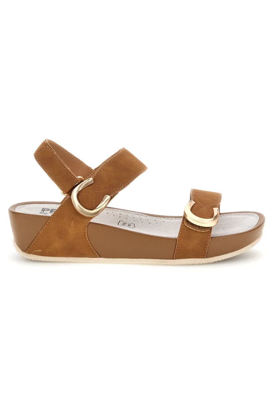 Sandali marroni in vera pelle Prima riga 6
