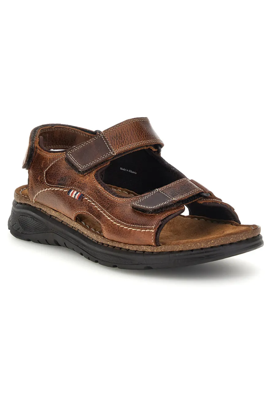 Sandali marroni in vera pelle con strappi regolabili Pittarello eco 2613604