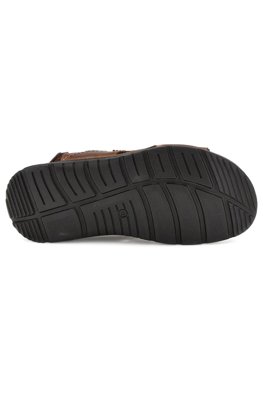 Sandali marroni in vera pelle con strappi regolabili Pittarello eco 2613604