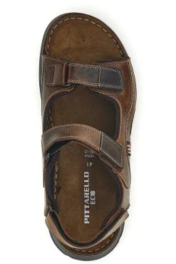 Sandali marroni in vera pelle con strappi regolabili Pittarello eco 2613604