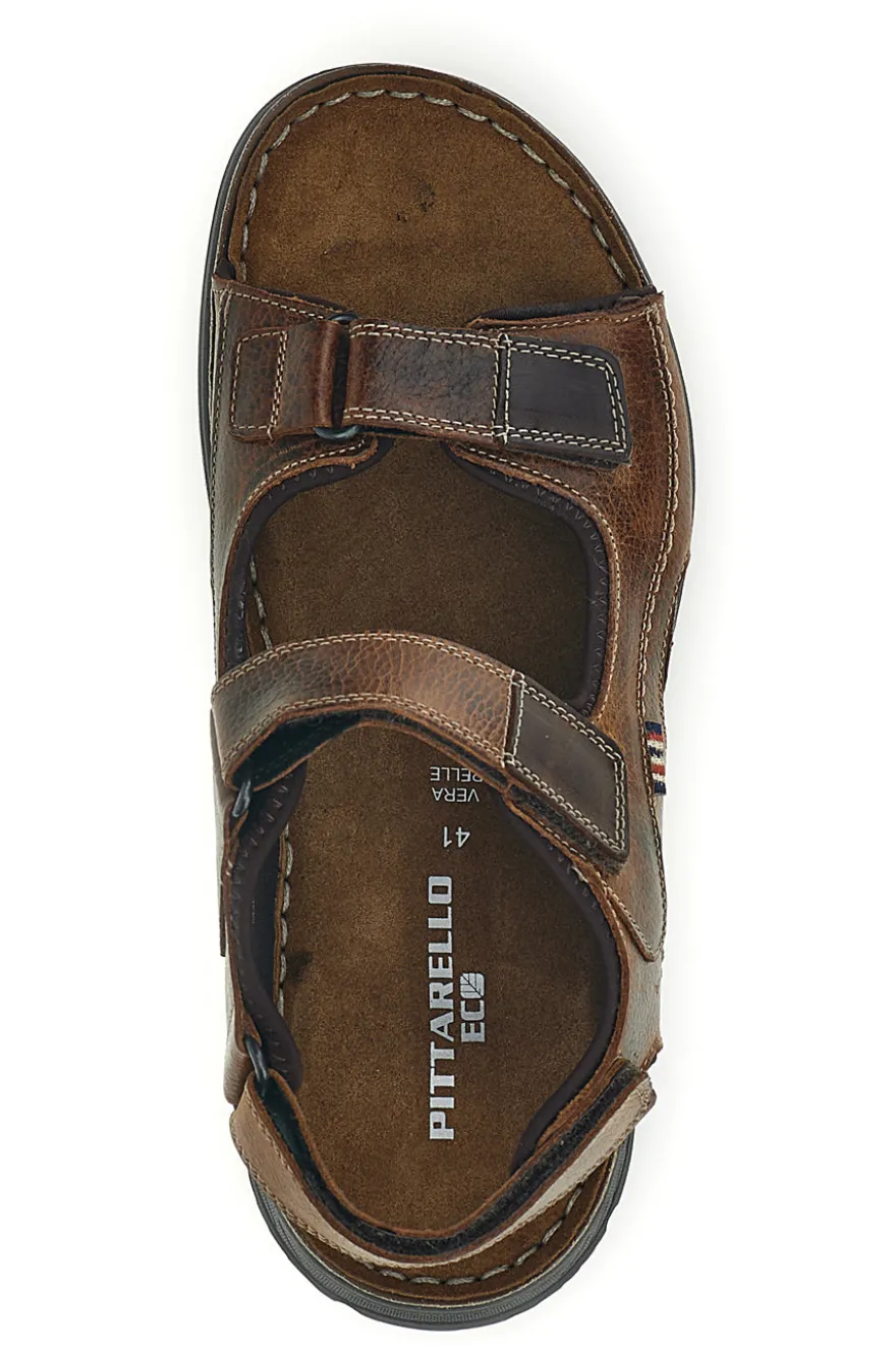 Sandali marroni in vera pelle con strappi regolabili Pittarello eco 2613604