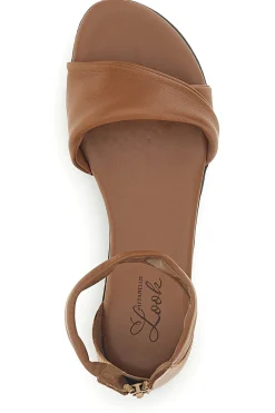 Sandali marroni in vera pelle incrociati con cerniera sul retro Pittarello look 225675