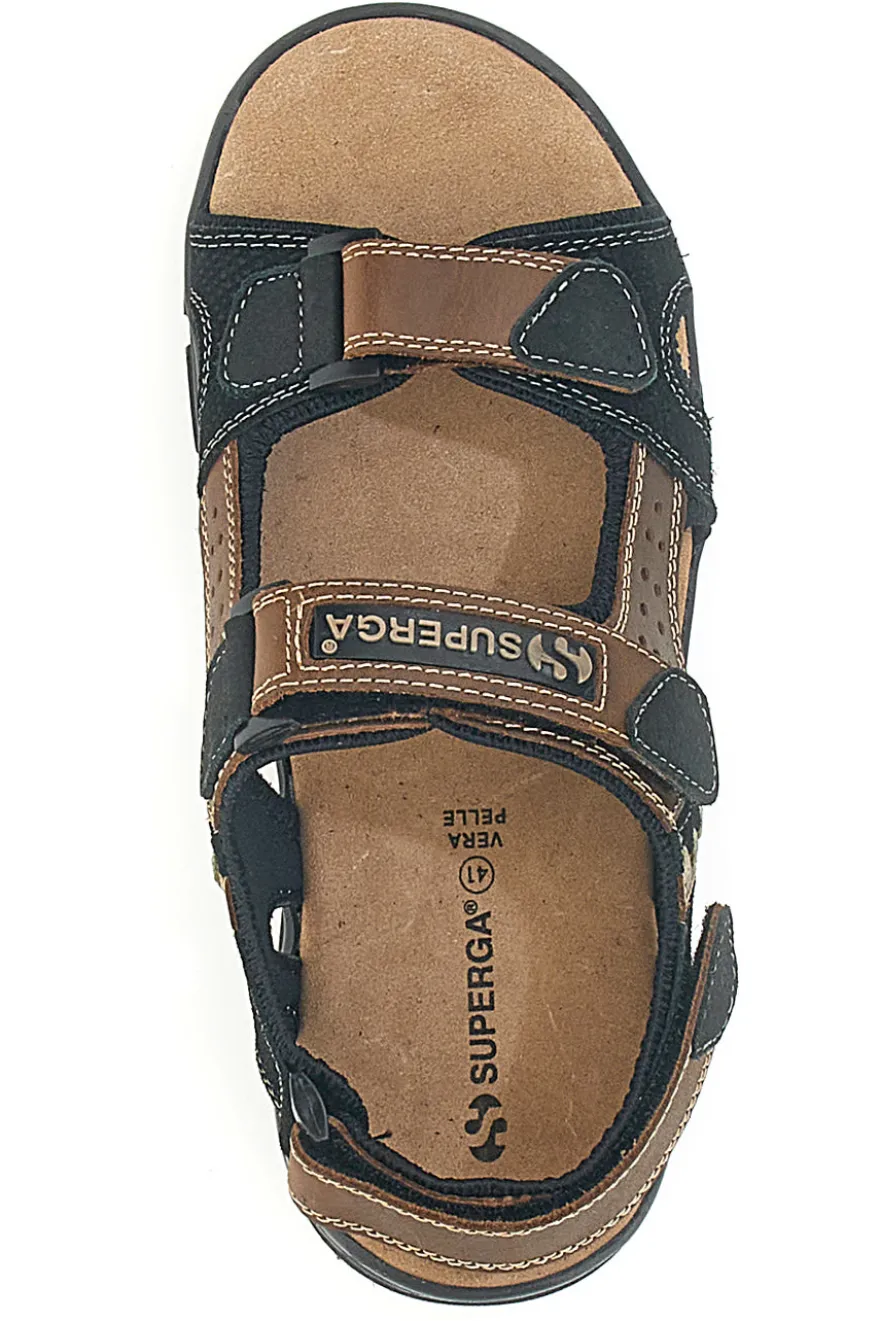 Sandali marroni sportivi con strappi Superga S86U545