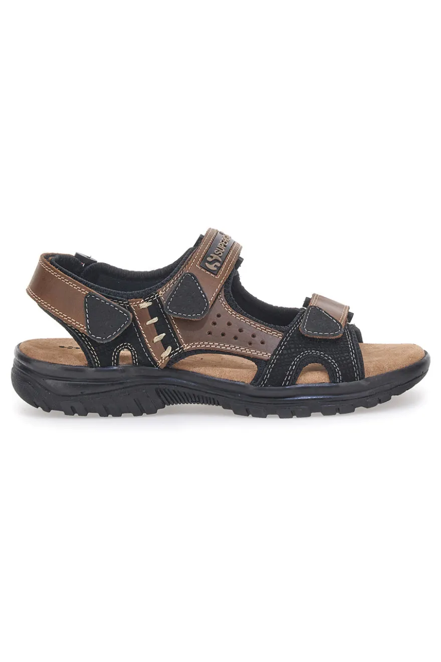 Sandali marroni sportivi con strappi Superga S86U545