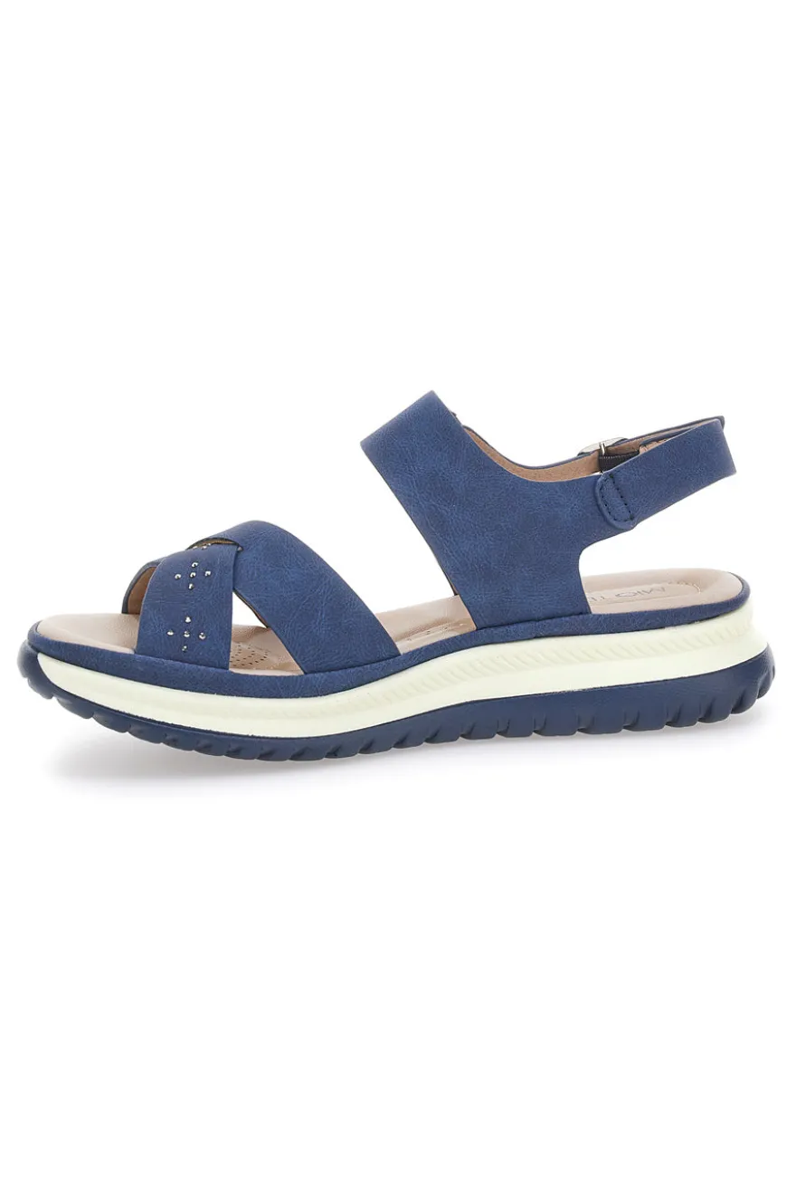 Sandali Navy Con Cinturino Slingback Mio Tempo Mina412
