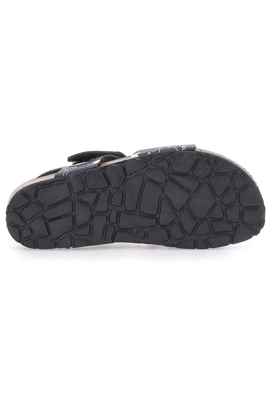 Sandali Navy Con Strappi In Velcro Plantare In Pelle Pitt Kids 45289