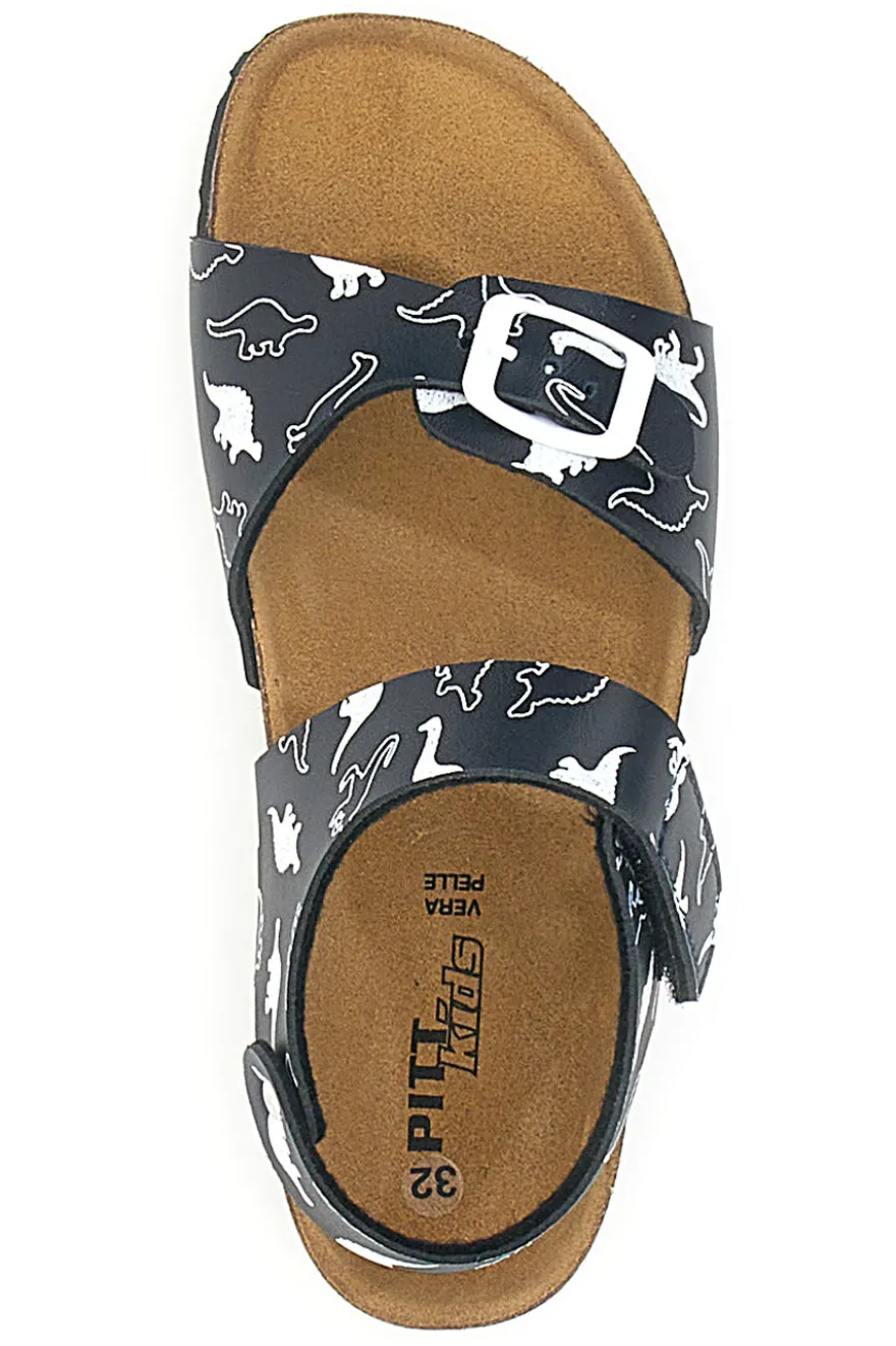 Sandali Navy Con Strappi In Velcro Plantare In Pelle Pitt Kids 45289