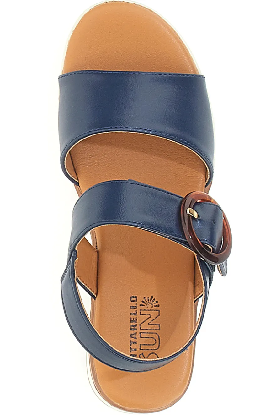 Sandali Navy con Zeppa Bianca a Contrasto PITTARELLO SUN BR1962