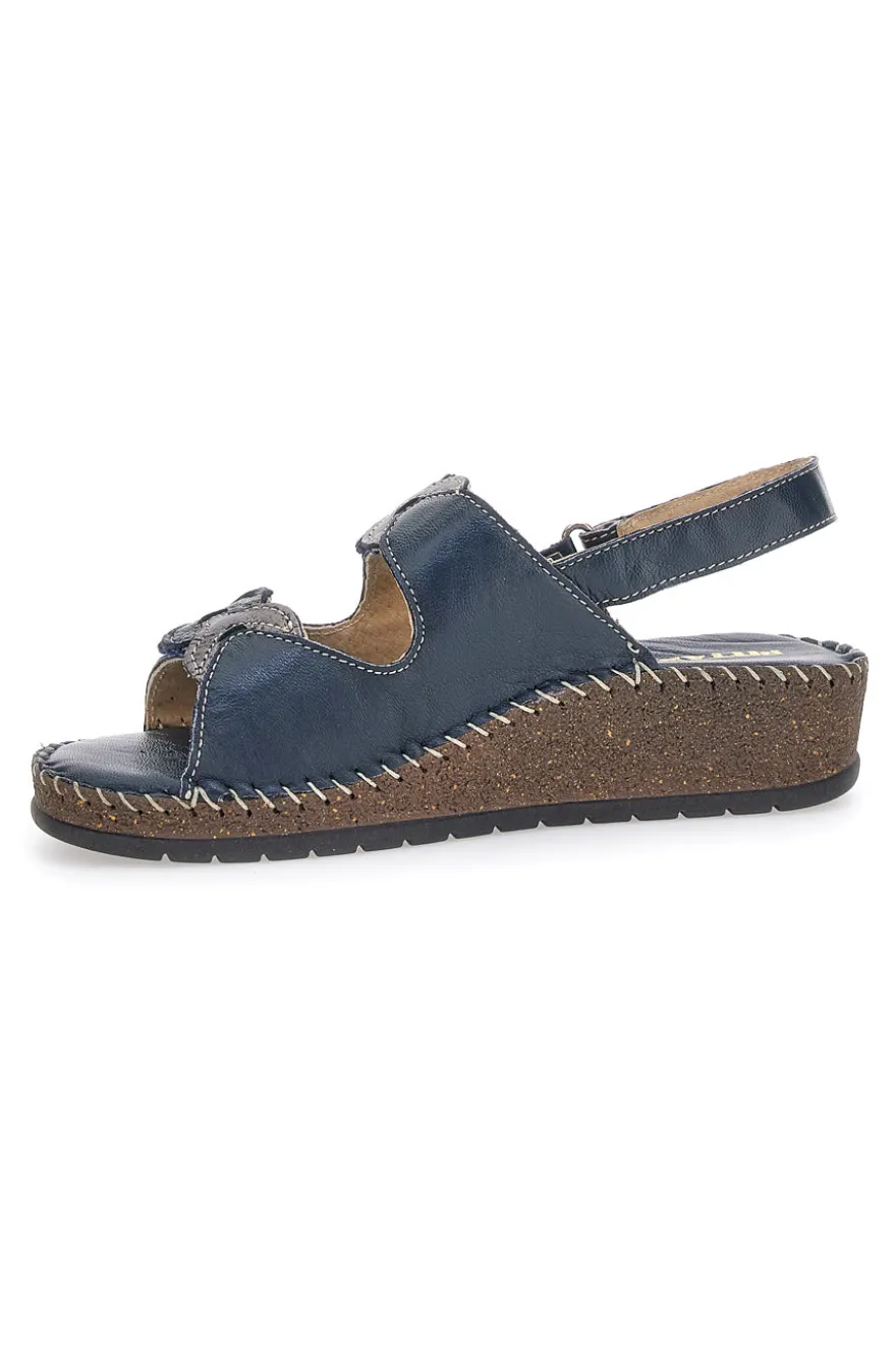 Sandali Navy Sling-back Con Strappo In Velcro Pittarello 42063