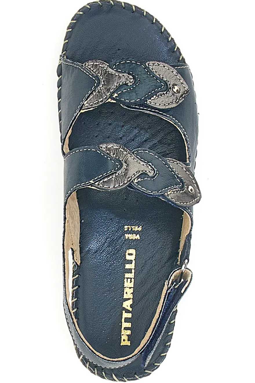Sandali Navy Sling-back Con Strappo In Velcro Pittarello 42063