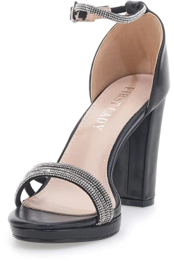 Sandali Neri Aperti Con Tacco E Cinturino First Lady P557