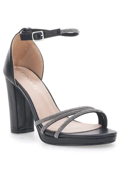 Sandali Neri Aperti Con Tacco E Cinturino First Lady P557