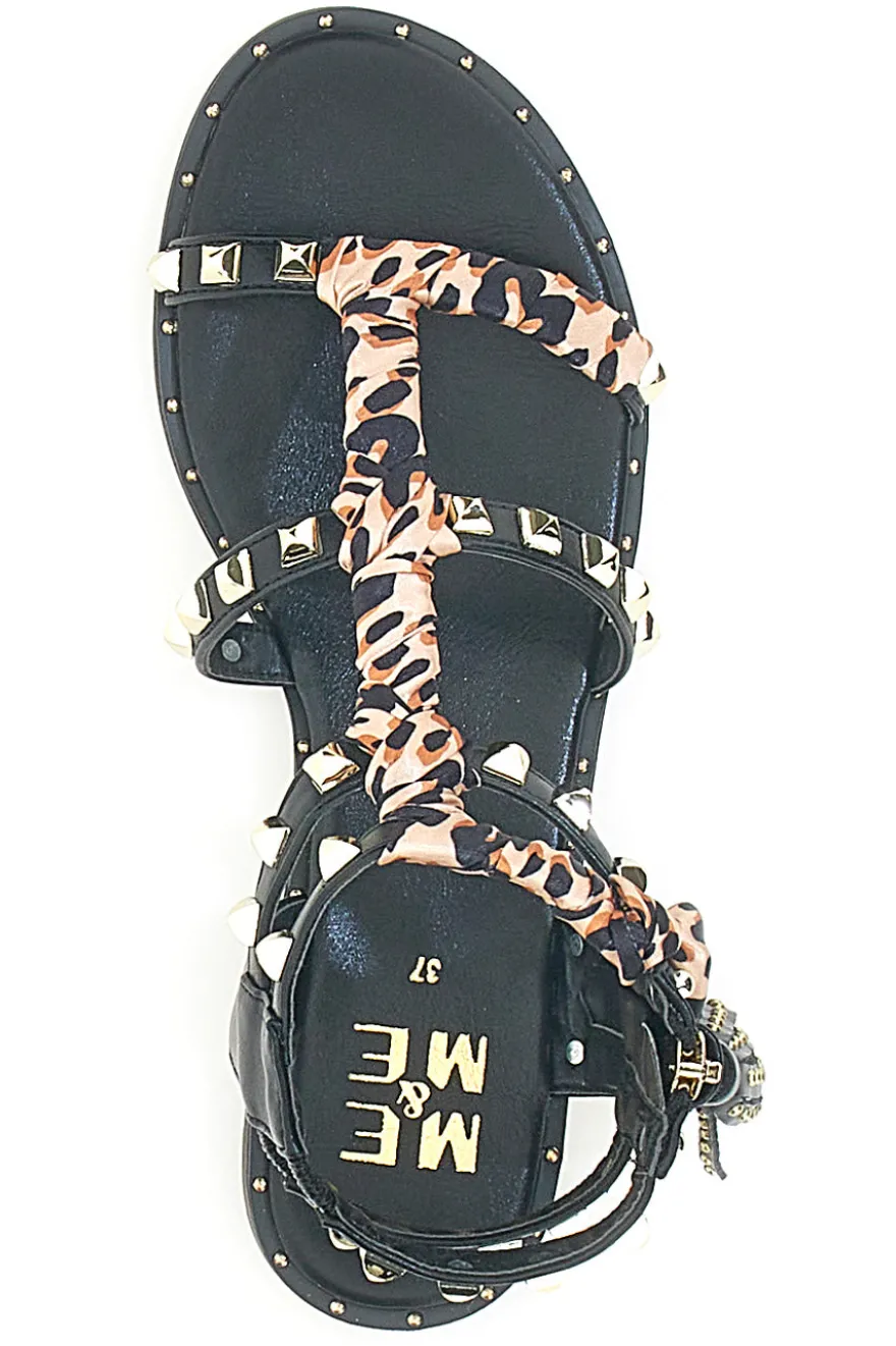Sandali Neri Con Borchie e Foulard Me & Me 660