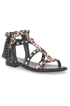 Sandali Neri Con Borchie e Foulard Me & Me 660