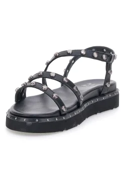 Sandali neri con borchie piatte Me & Me 1670