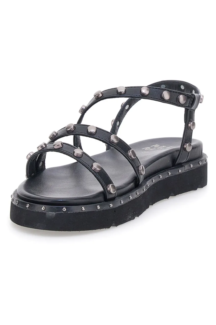 Sandali neri con borchie piatte Me & Me 1670