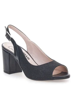 Sandali Neri Con Brillantini e Cinturino Sling-back Pittarello Glam 916