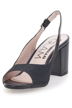 Sandali Neri Con Brillantini e Cinturino Sling-back Pittarello Glam 916
