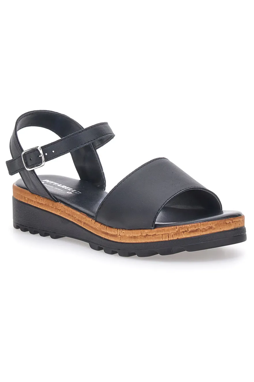 Sandali Neri con Cinturino e Tomaia in Pelle Made in Italy PITTARELLO 3185070811