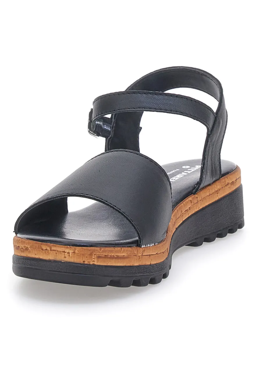 Sandali Neri con Cinturino e Tomaia in Pelle Made in Italy PITTARELLO 3185070811