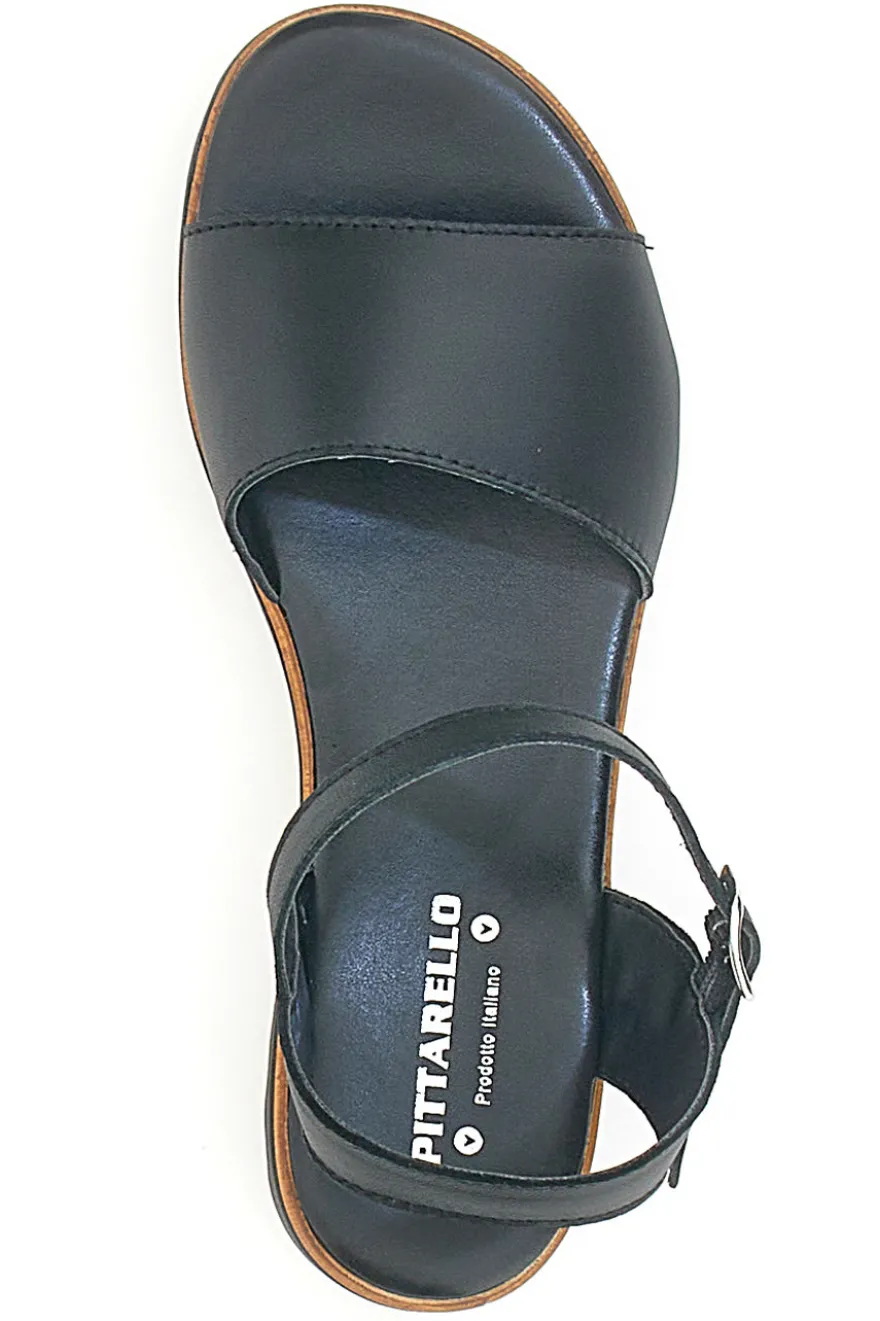 Sandali Neri con Cinturino e Tomaia in Pelle Made in Italy PITTARELLO 3185070811