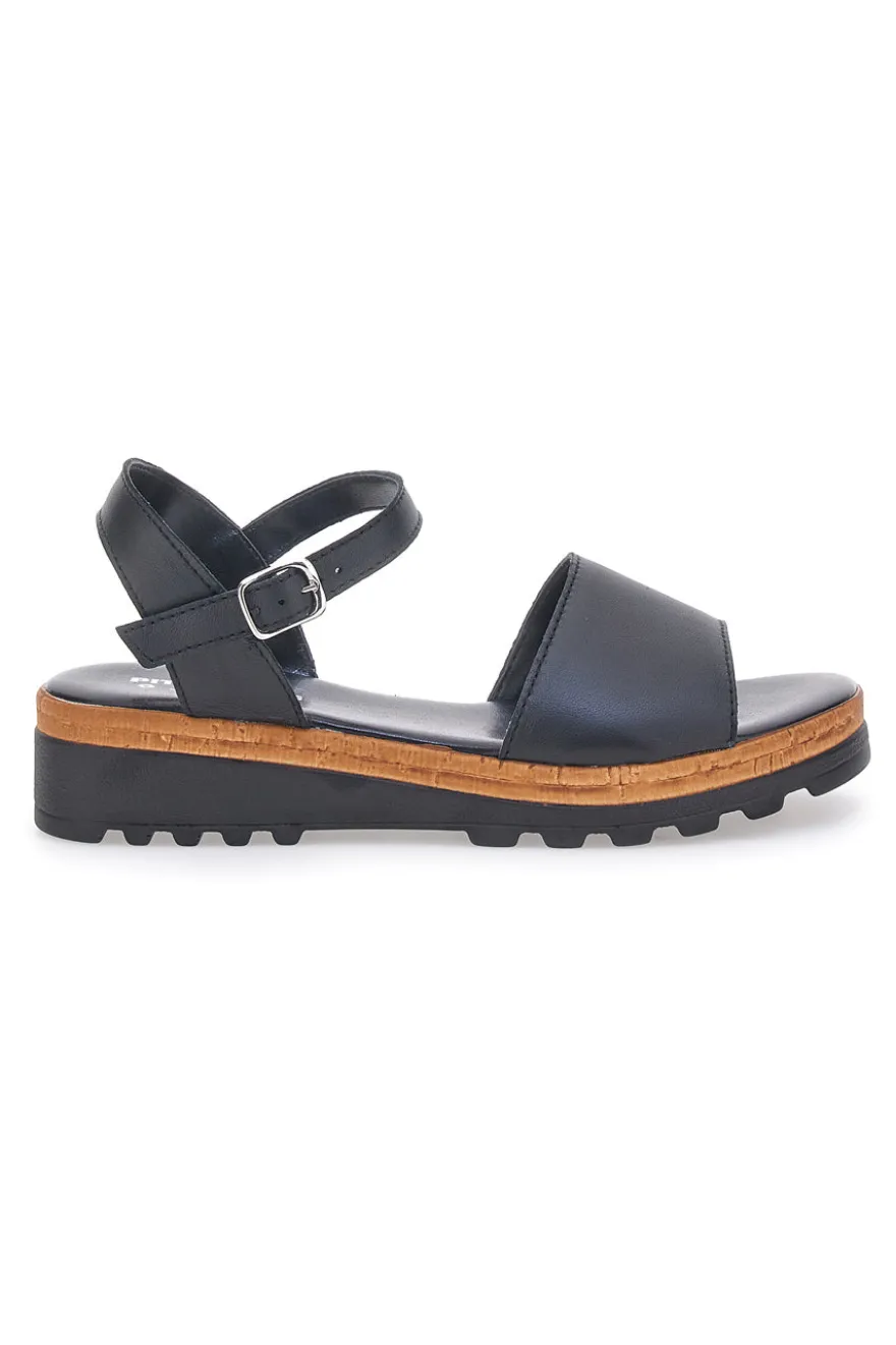 Sandali Neri con Cinturino e Tomaia in Pelle Made in Italy PITTARELLO 3185070811