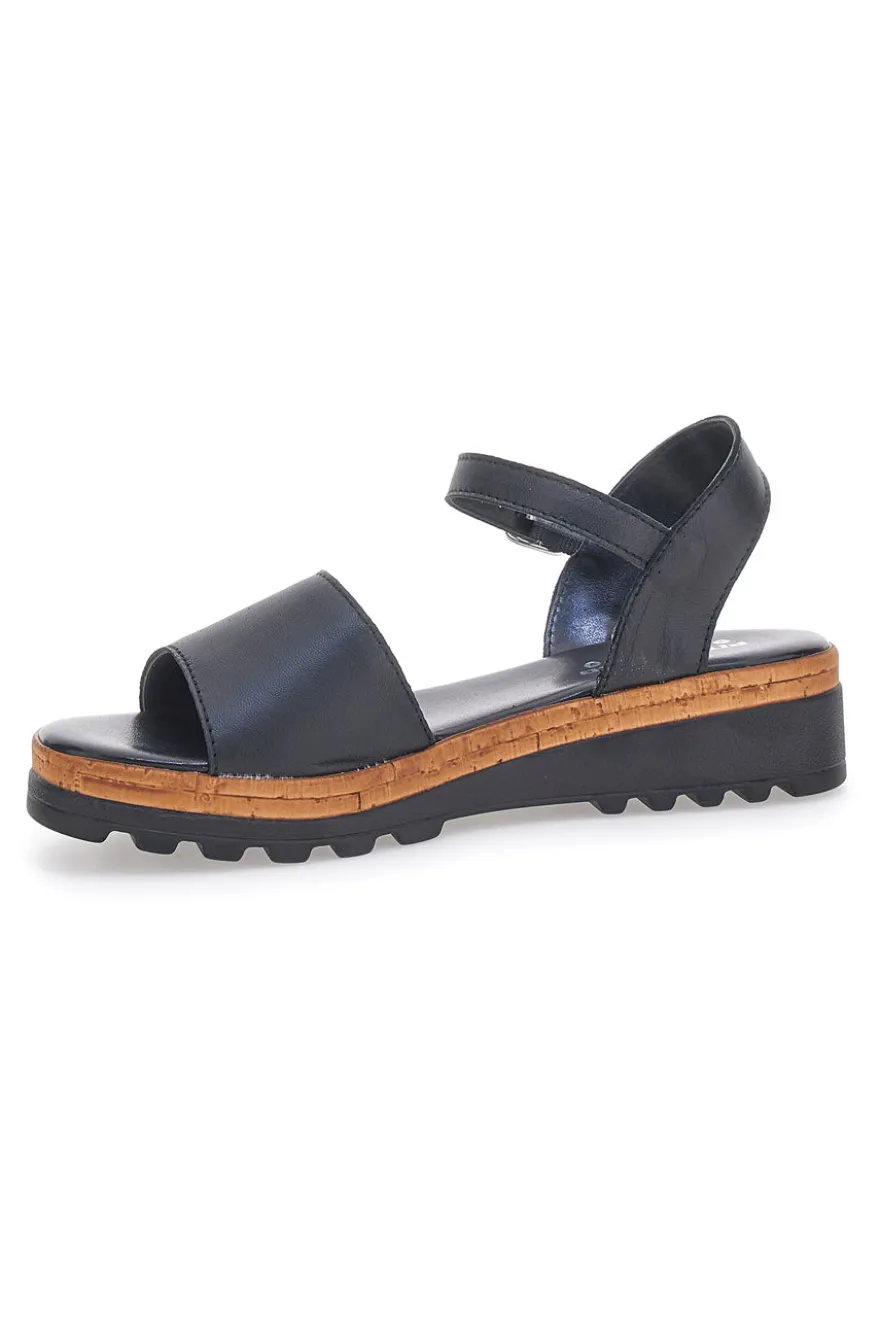 Sandali Neri con Cinturino e Tomaia in Pelle Made in Italy PITTARELLO 3185070811