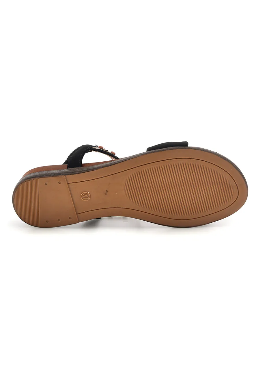 Sandali neri con dettagli gioiello e cinturino elasticizzato Quanna mel 560319