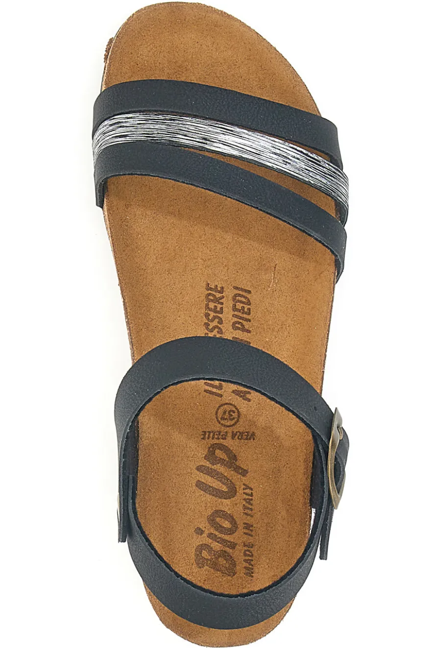 Sandali neri con dettagli metallici Bio Up 309