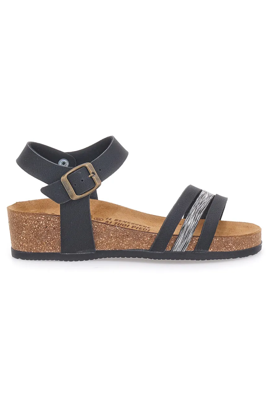 Sandali neri con dettagli metallici Bio Up 309