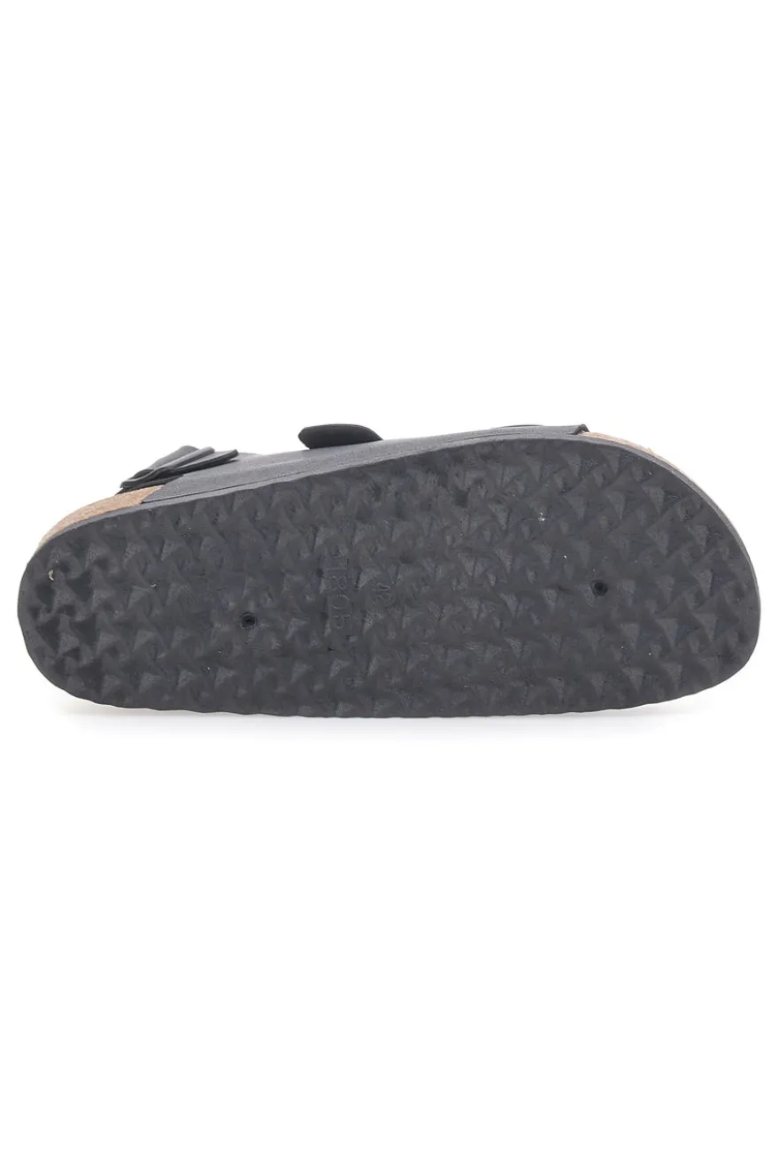 Sandali neri con doppio strappo e plantare comfort Altemberg 101