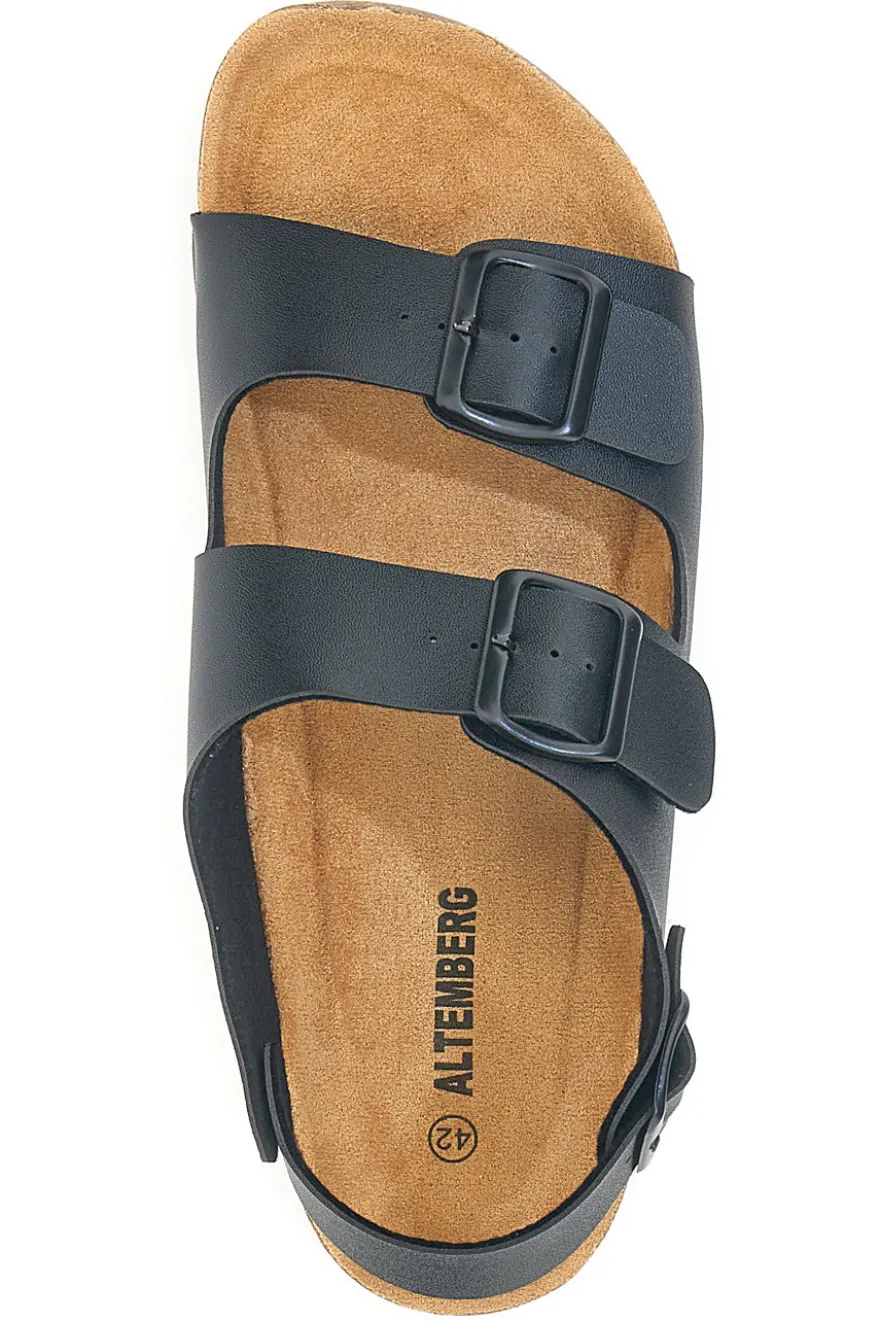Sandali neri con doppio strappo e plantare comfort Altemberg 101