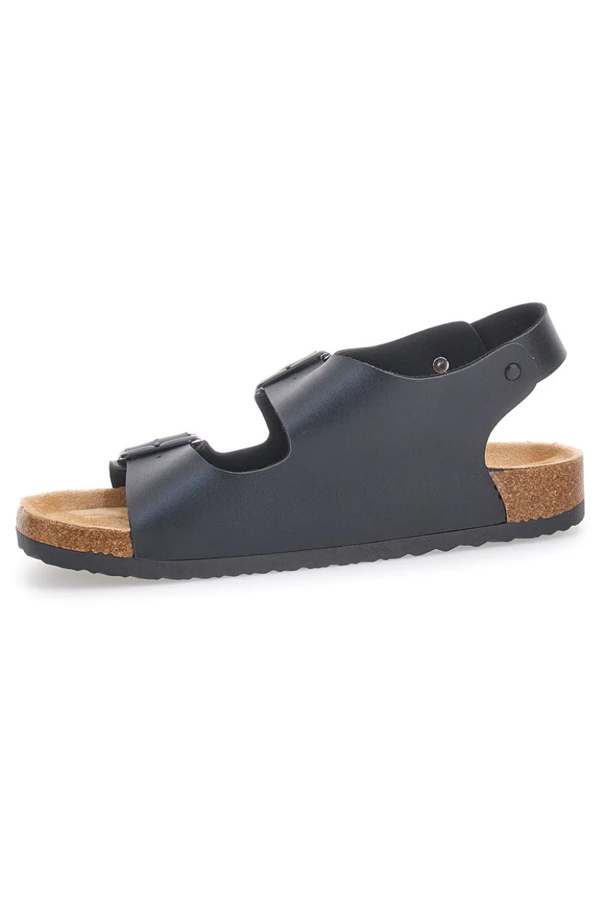 Sandali neri con doppio strappo e plantare comfort Altemberg 101