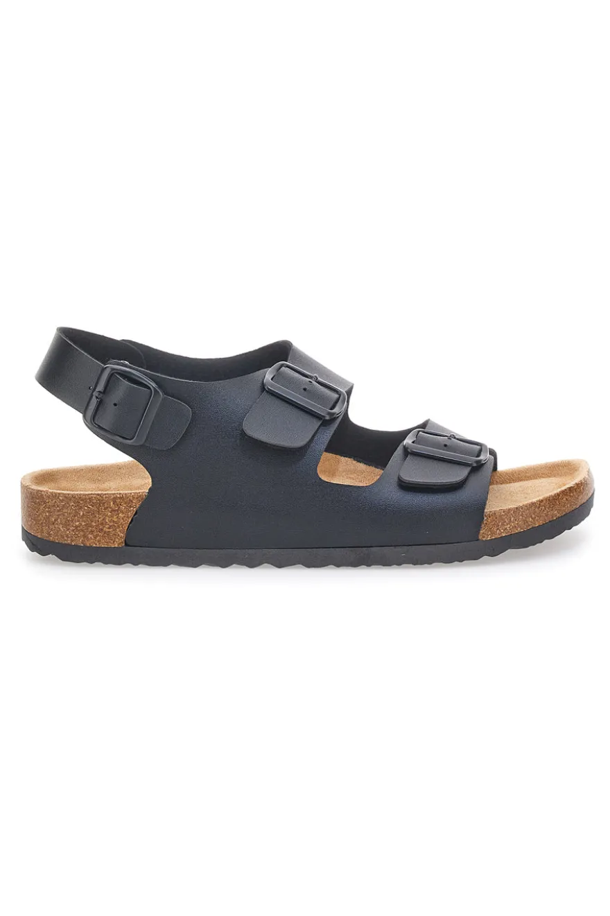 Sandali neri con doppio strappo e plantare comfort Altemberg 101