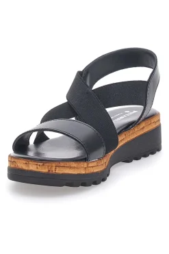 Sandali Neri con Elastici Frontali e Tomaia in Pelle PITTARELLO 310570811