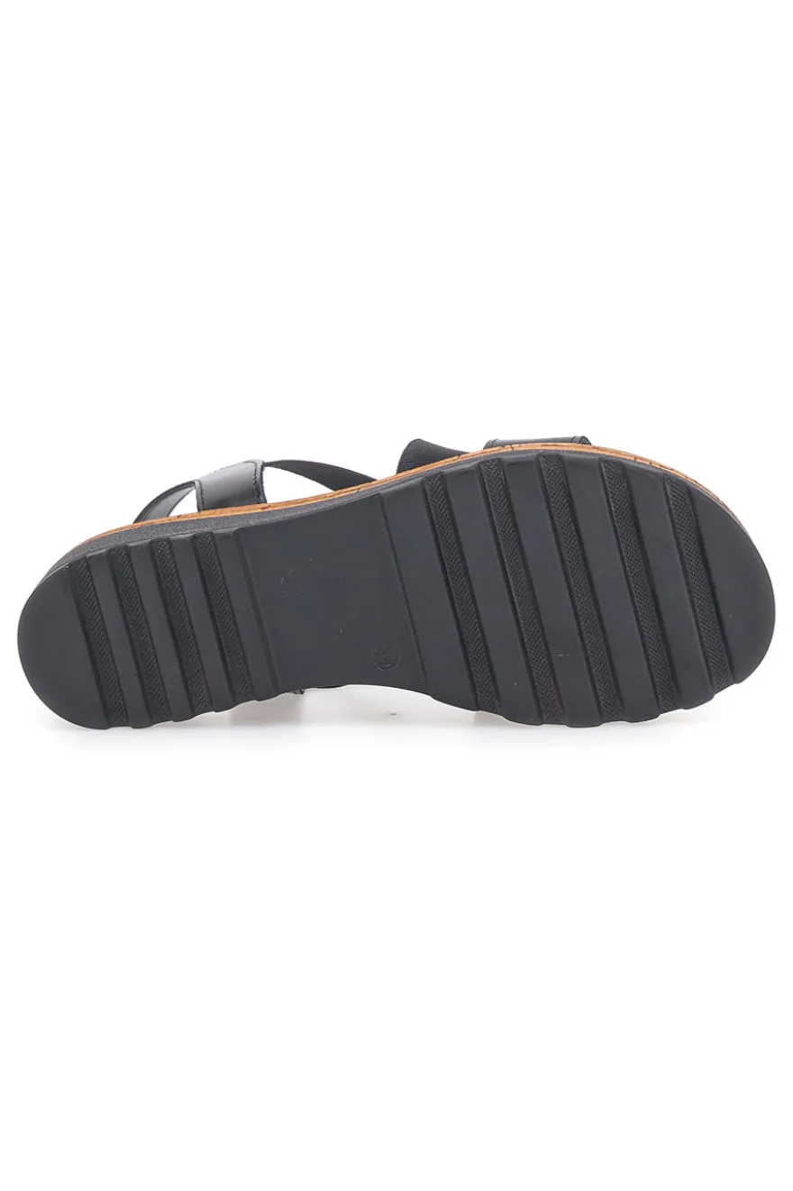 Sandali Neri con Elastici Frontali e Tomaia in Pelle PITTARELLO 310570811