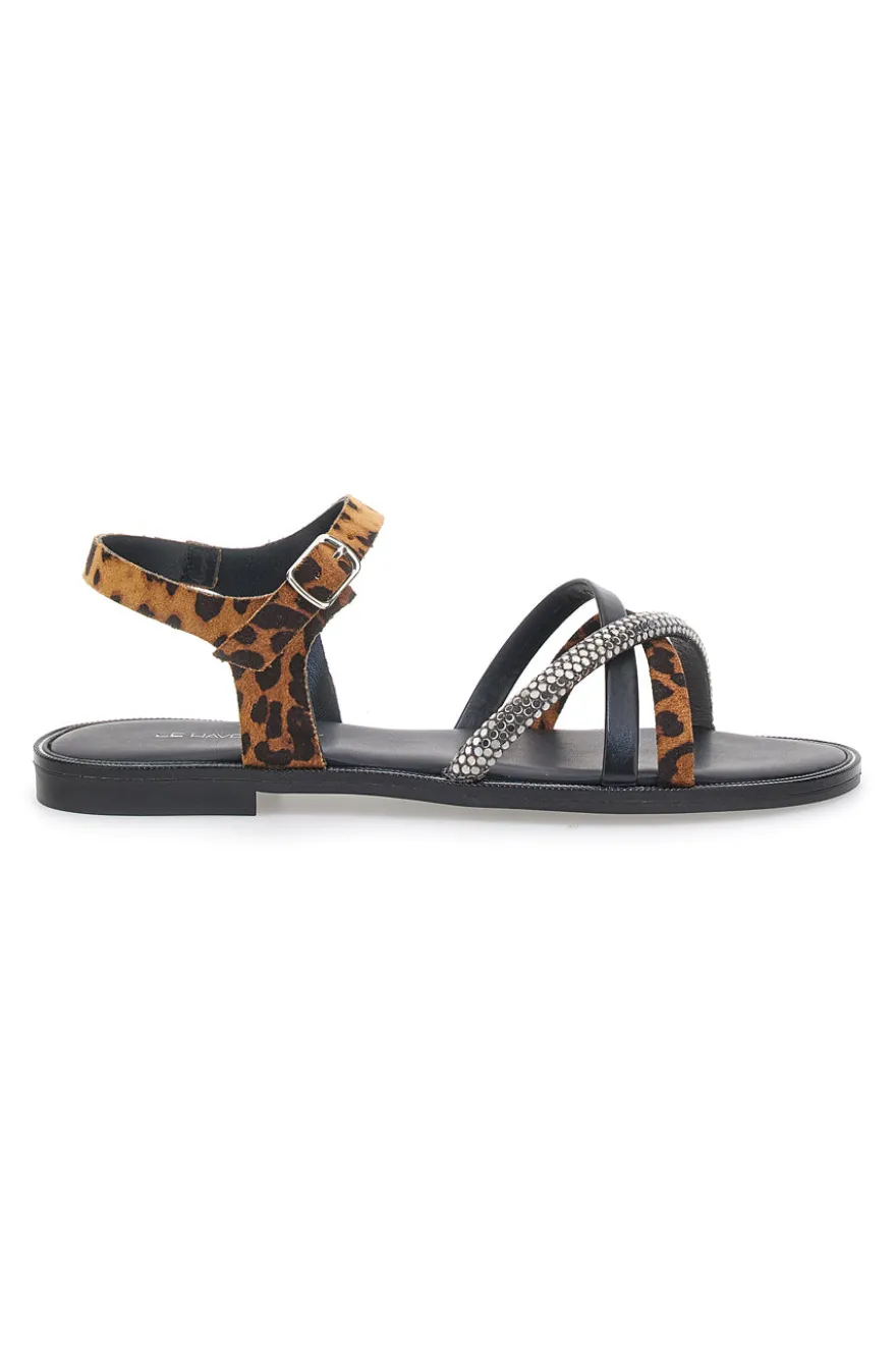 Sandali Neri con Fantasia Leopardata Le Havre Paris 5451