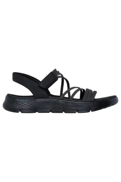 Sandali neri con fasce elastiche e cinturino in velcro Skechers Go walk flex sandal