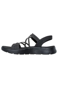 Sandali neri con fasce elastiche e cinturino in velcro Skechers Go walk flex sandal