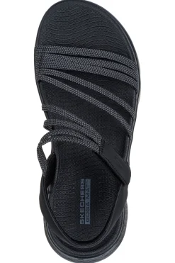 Sandali neri con fasce elastiche e cinturino in velcro Skechers Go walk flex sandal
