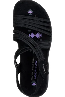 Sandali neri con fasce elastiche Skechers REGGAE SLIM SUNNYSIDE 2.0