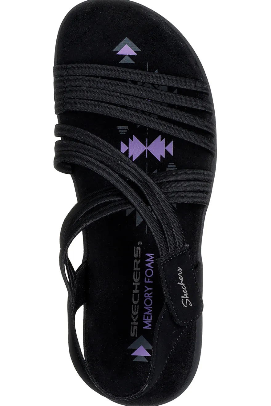 Sandali neri con fasce elastiche Skechers REGGAE SLIM SUNNYSIDE 2.0