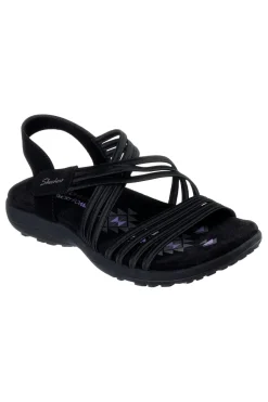 Sandali neri con fasce elastiche Skechers REGGAE SLIM SUNNYSIDE 2.0