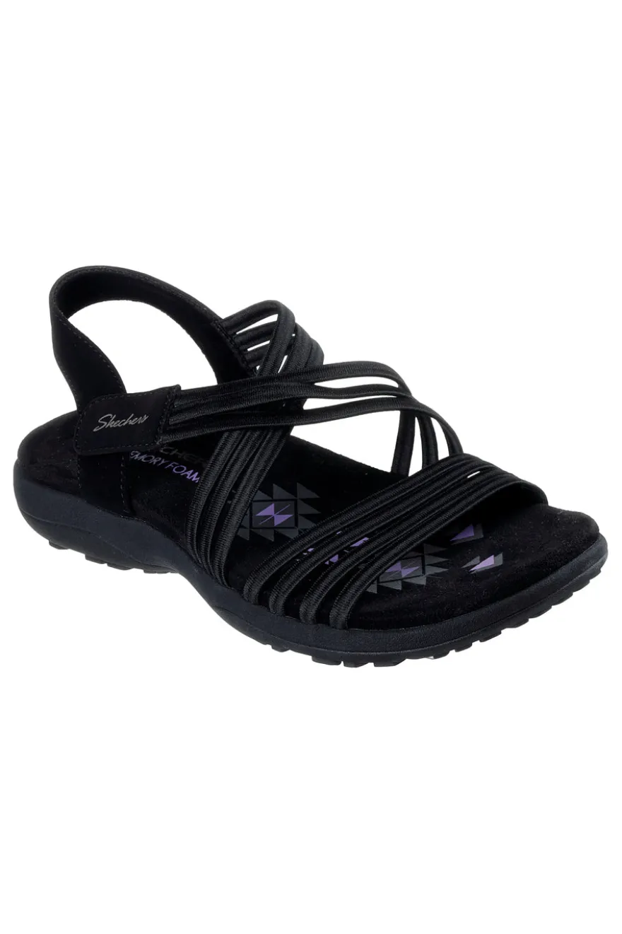 Sandali neri con fasce elastiche Skechers REGGAE SLIM SUNNYSIDE 2.0